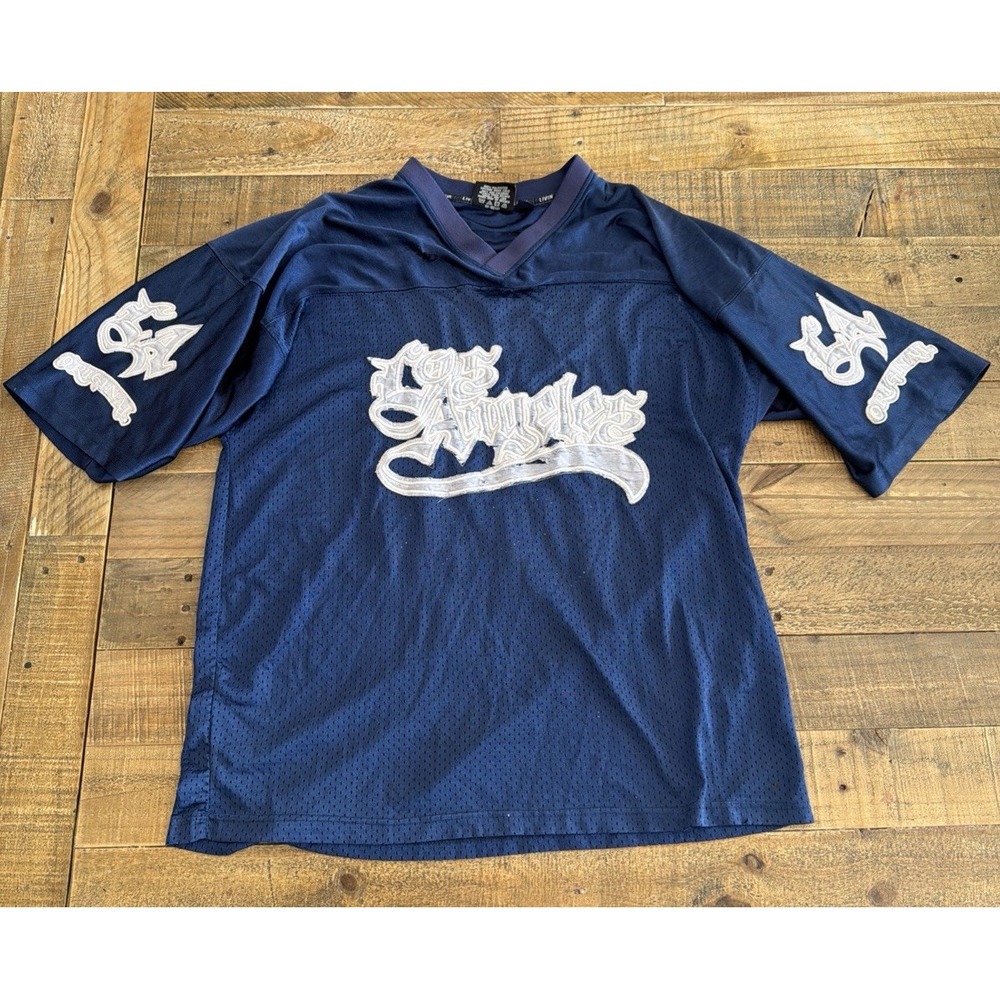 Y2K Los Angeles Mesh Jersey Gothic Streetwear Oversize Hip Hop LA Blue Men Flaws